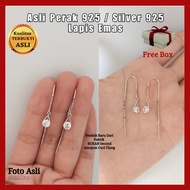 Anting Perak Anting Perak Panjang Anting Perak 925 Lapis Emas Putih Anting Perak 925 Untuk Dewasa An