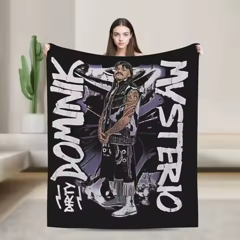 Super Soft Blanket Decorative Dominik Mysterio Throw Blanket Flannel Bedspread For Outdoor Print Sof