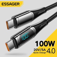 Essager PD 100W USB C Cable Type C to Type C Digital Display Data Line 5A Fast Charging Cable For Xiaomi Samsung Huawei Type C Date Cable For Tablet