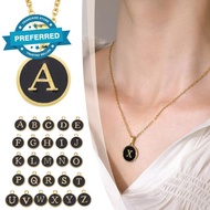 26 A-z Necklace Letter Necklace Black English Letter Pendant Circular Pendant Necklace Q5v1