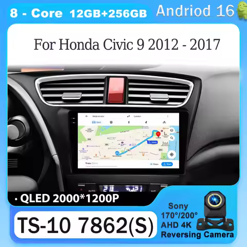 Android 16 For Honda Civic 9 FK FB 2012 - 2017 Car Radio Carplay Multimedia Video Player Navigation 