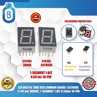 LED DIGITAL TUBE RED COMMON ANODE/ CATHODE (1-PC per ORDER), 7-SEGMENT 1-BIT 0.56inc 10-PIN