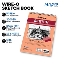 MayArt DroiArte Wire-O Sketch Drawing Book 200gsm A3/A4 Buku Lukisan Lakaran Wire-O