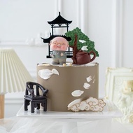 中式復古風主題蛋糕擺件軟陶椅子茶壺爺爺奶奶老人祝壽派對裝飾