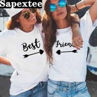 Best Friends T shirt Women T-shirt Summer Short Sleeve Sister Bff T Shirt Women Tshirt Top White Cas
