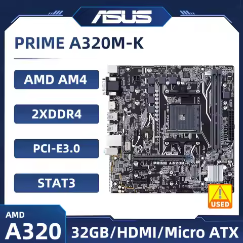 ASUS PRIME A320M-K Motherboard AMD A320 Socket AM4 DDR4 64GB M.2 Ryzen 5 5600 Ryzen 3 3200 Ryzen 5 4