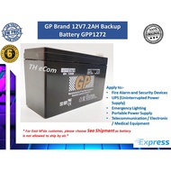 GP Brand 12V7.2AH Rechargeable Seal Lead Acid Backup Battery for autogate / alarm / UPS / Small Pump / Sprayer - GPP1272