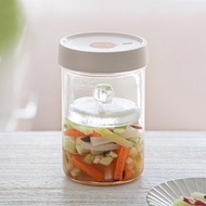 日本霜山 一夜漬單向排氣玻璃醃漬罐(附玻璃重石)-1300ml