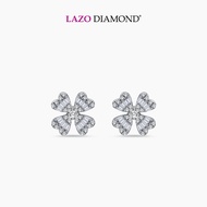 LAZO DIAMOND Blessing Clover Baguette Diamond Stud Earrings in 9k White Gold