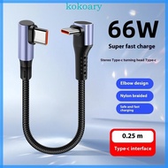 KOK 66W 90 Degree Elbow Short Type C to Type C Cable Fast Charging Cable 15 25 50cm