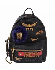 二手MCM MUK6AVE65BK001 LambSkin /Fox Fur Backpack