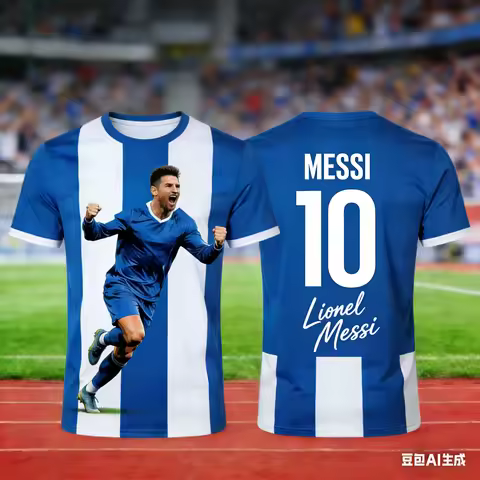 2026 AI Jersey Messi Size 7 Printed T-shirt Outdoor Fitness Training Quick Drying Sportswear Summer 