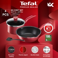 Tefal Cookware So Chef 4 pcs Set (SCP18+DFP24+ Spatula) Periuk Pot Pan Wok Kuali (G135S4)