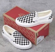 Sepatu slop tanpa tali snekers slip on checkerboard / sepatu pria wanita kekinian