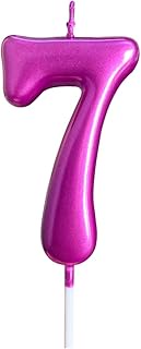 XNOVA 7th Birthday Candle Seven Years Purple Happy Birthday Number 7 Candles for Cake Topper Decorat
