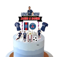 [CUSTOM NAME] Happy Birthday Cake Topper Lionel Messi Football Bola Sepak ELP Ball Decoration Set Ac