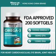 WRIGHT LIFE Fish Oil Omega 3 1400mg 200 Softgels Supplement For Adult For Heart Cardiovascular Eye B