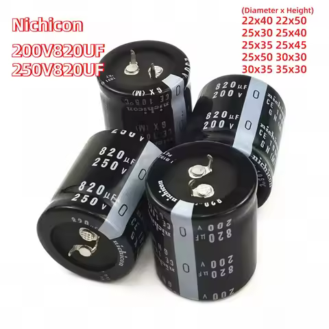 2PCS 200V820UF 250V 820UF Aluminum Electrolytic capacitor 820UF 22x40 22x50 25x30 25x35 25x40 25x45 