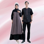 Silmi Baju Gamis Wanita Remaja Seragam Lebaran Couple Pasangan Mawaddah Family Warna Hitam
