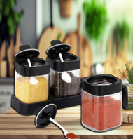 3-in-1 Aesthetic Design Seasoning and Condiments Bottle Jat Set with Organizer