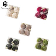 [Serenable] 4 Velvet Christmas Baubles, Christmas Tree Hanging Baubles with Hanging Hole, Christmas 