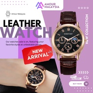 Men Watch Leather Watch 3 Eye Fashion Casual Business Watch Jam Tangan Lelaki