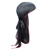 Cross-Border Hot-Selling Simulation Silk Satin Hemming Pirate Hat Long-Tailed Elastic Head Cap durag