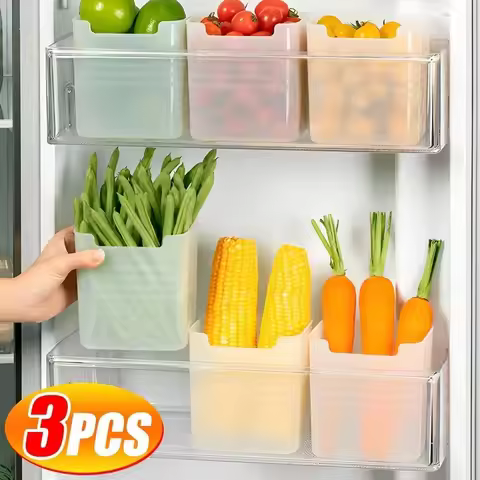 1-4pcs Refrigerator Storage Boxes Kitchen Fruit Vegetable Fresh-keeping Box Fridge Side Door Contain