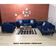 Sofa Ruang Tamu Modesty 321 Seater Flat Standart + Meja Retro Blotic