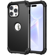 Shockproof Case for iPhone 15 / iPhone 15 Pro Max/ iPhone 15 Plus, 3 in 1 Hybrid Hard Plastic Soft R