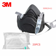 หน้ากากกันสารเคมี 3M 3200 หน้ากากพร้อมแผ่นกรองฝุ่น ระดับ N95 มีแผ่นกรองฝุ่น กรองกลิ่น PM 2.5 หน้ากาก