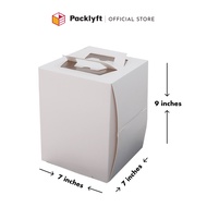 Packlyft White Cake Box Top Window with Handle 7"x7"x9"