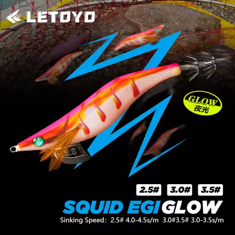 LETOYO 2.5# 3.0# 3.5# squid bait luminous squid jig eging Artificial bait Webfoot Octopus Cuttlefish