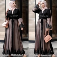 Abaya Turkey Hitam Gamis Dress Maxi Arab Saudi Bordir Dubai Nahla
