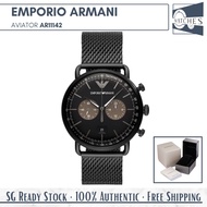 (SG LOCAL) Emporio Armani AR11142 Aviator Chronograph Stainless Mesh Men Watch