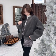 Woman Coat-2 Colors Autumn Winter Must-Collect Wool Coat [Leopard Print Lamb Stitching] DOMISS With 