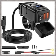 [M G L O] Motorcycle USB Charger 6.8A Quick Charge 3.0 Dual USB Motorcycle Accessories