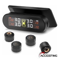 เครื่องวัดความดันลมยางแรงดันยาง TMPS ระบบชาร์จ USB พลังงานแสงอาทิตย์ระบบเตือน5ทางพร้อม4เซ็นเซอร์ภายน