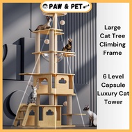 Large Cat Tree Climbing Frame Cat Scratch Bed House Space Capsule Pyramid Base Luxury Cat Tower