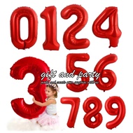 MERAH 80cm Red Number Balloon/Jumbo Number Balloon/Jumbo Number Foil Balloon