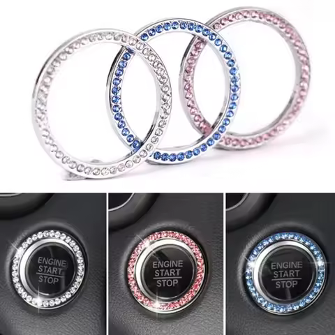 Car Start Button Decorative Sticker Car Interior Crystal Ignition Ring Sticker Supplies Universal On
