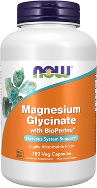NOW Foods Mag-G Magnesium Glycinate - 60/180 CapsulesTablets นาวฟู้ดส์ แม็กจี แมกนีเซียม ไกลซิเนท บร