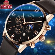 olmeca多功能新款男士運動手錶防水皮帶石英表男表腕錶