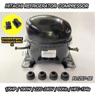 HITACHI FL1257-SE 1/5HP REFRIGERATOR COMPRESSOR WITH INCLUDED ORIGINAL OVERLOAD &amp; RELAY 190W 220-240V 50Hz HFC-134a