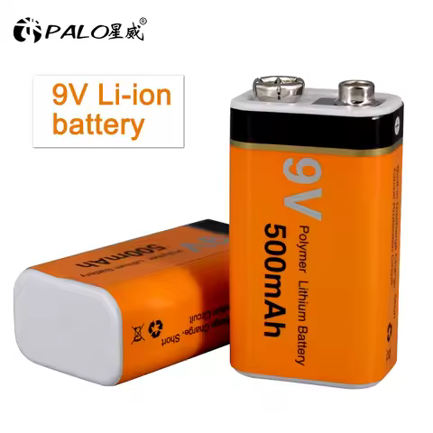PALO 9V Battery 6F22 9 Volt Rechargeable Li-ion Battery 500mAh 9V Lithium Batteries For Multimeter S