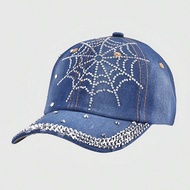 หมวกแบบ Snapback ที่มีลวดลายก้างแมงมุมและเพชรราวกับเพชรบนเพชร, หมวกกันแดดแบบคูลเหมาะสำหรับทุกเพศ
