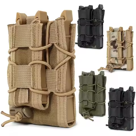 Tactical 5.56 9mm Molle Magazine Pouch Double Decker Magazine Holder Bag Rifle Pistol Mag Holster Hu