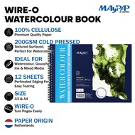 MayArt SC Wire-O Watercolour Book 200gsm 100% Cellulose Cold Pressed A3/A4 Buku Cat Air Wire-O
