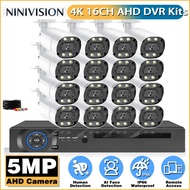 NINIVISION 16CH 4K CCTV Security System Set AHD Outdoor Bullet Cameras 6 in 1 Hybrid DVR Color Night