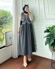 Gamis Rompi shakila buju muslim Dres wanita terbaru Lybel Midi Dress New Motif Viral Rayon Viscose